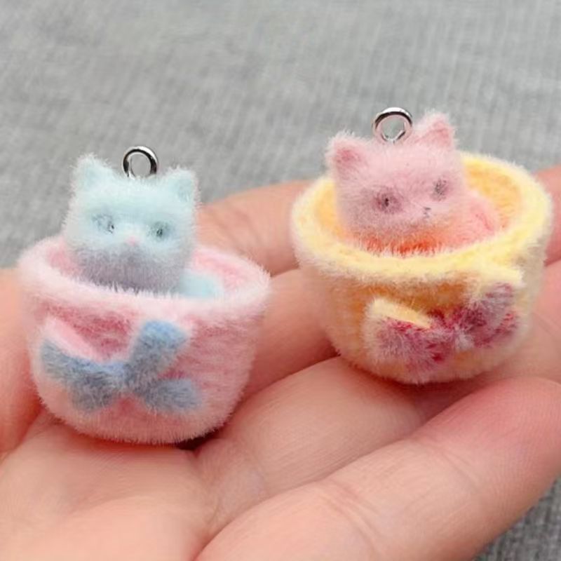 Resin Craft Projects - 4개입 3D 플러시 레진 고양이 펜던트,
