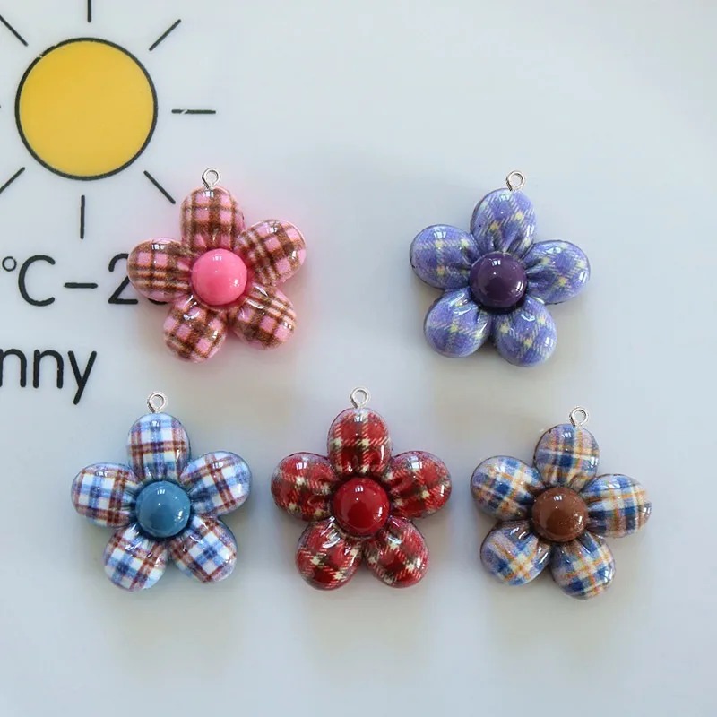 Resin Craft Material - 10개입 달콤한 꽃 모양 플래너 레진