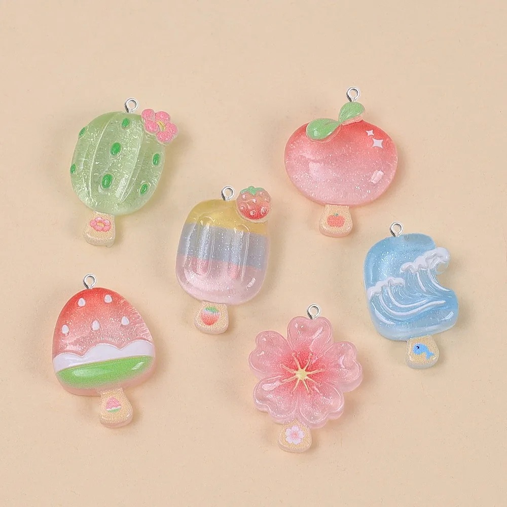 Resin Craft Material - 10개 귀여운 여름 아이스크림 레진 펜던트