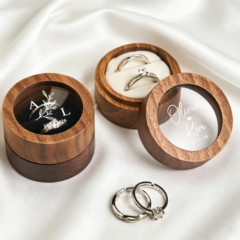 개인 맞춤형 웨딩 반지 상자, 원형 나무 이중 반지 상 - Wood Ring Blank 리뷰 및 가격